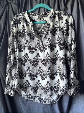 Vintage Candies Semi Sheer Black and White Floral Shirt
